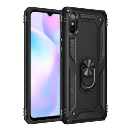 Newface Xiaomi Redmi 9A Kılıf Sofya Yüzüklü Silikon Kapak - Siyah