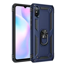 Newface Xiaomi Redmi 9A Kılıf Sofya Yüzüklü Silikon Kapak - Lacivert