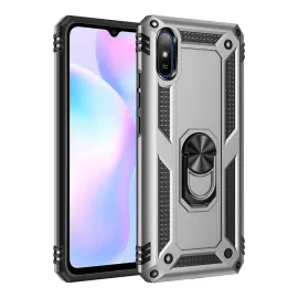 Newface Xiaomi Redmi 9A Kılıf Sofya Yüzüklü Silikon Kapak - Gümüş