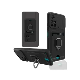 Newface Xiaomi Redmi Note 11T Kılıf Zuma Kartvizitli Yüzüklü Silikon - Siyah