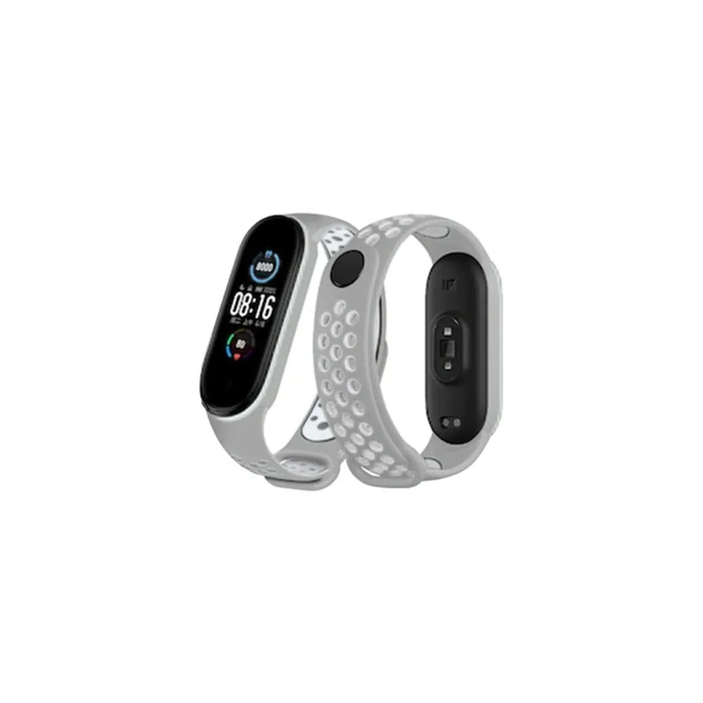 Newface Xiaomi Mi Band 4 Spor Delikli Kordon - Gri-Beyaz