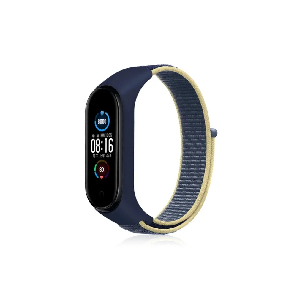 Newface Xiaomi Mi Band 4 Hasırlı Cırtcırtlı Kordon - Sarı-Lacivert
