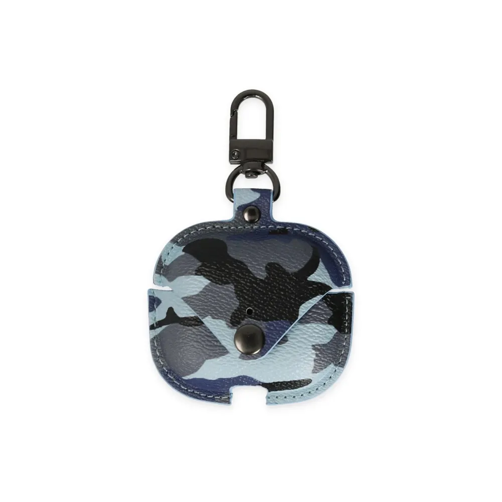 Newface Airpods Pro 2 (2.nesil) Çanta Kamuflaj Deri Kılıf - Mavi