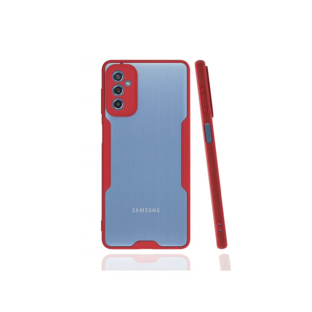 Newface Samsung Galaxy M52 5G Kılıf Platin Silikon - Kırmızı