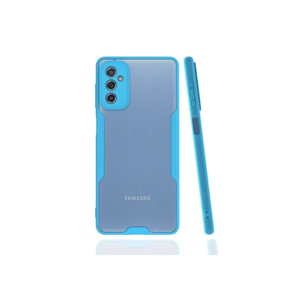 Newface Samsung Galaxy M52 5G Kılıf Platin Silikon - Mavi