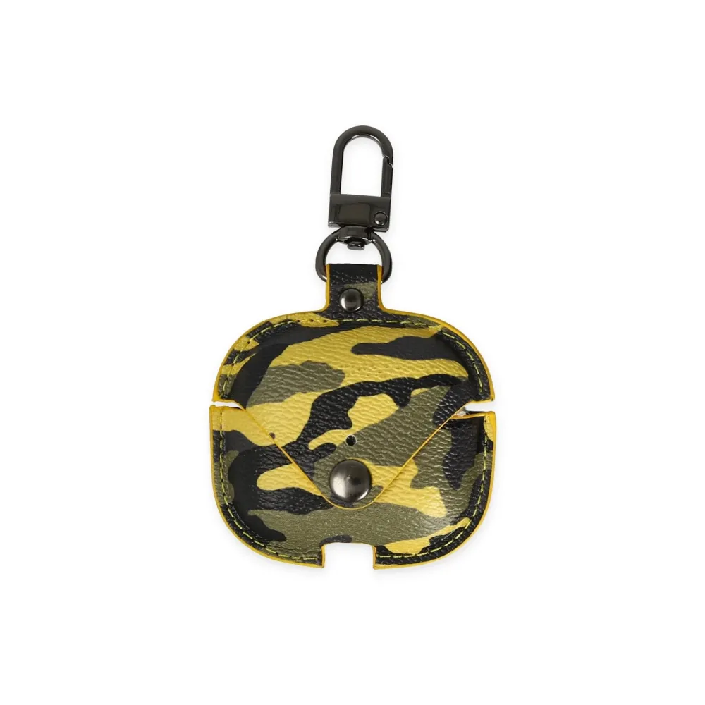 Newface Airpods 3 (3.nesil) Çanta Kamuflaj Deri Kılıf - Sarı