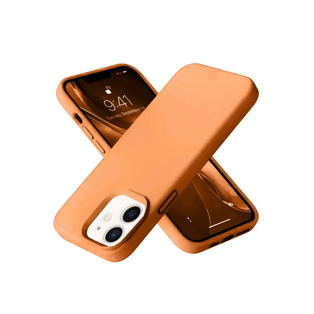 Newface Iphone 12 Kılıf Nano Içi Kadife Silikon - Turuncu