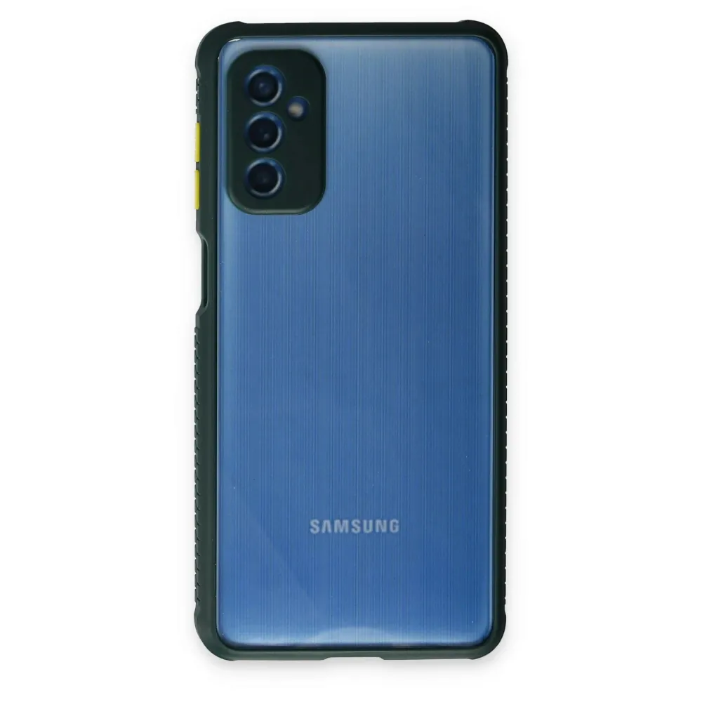 Newface Samsung Galaxy M52 5G Kılıf Miami Şeffaf Silikon - Koyu Yeşil