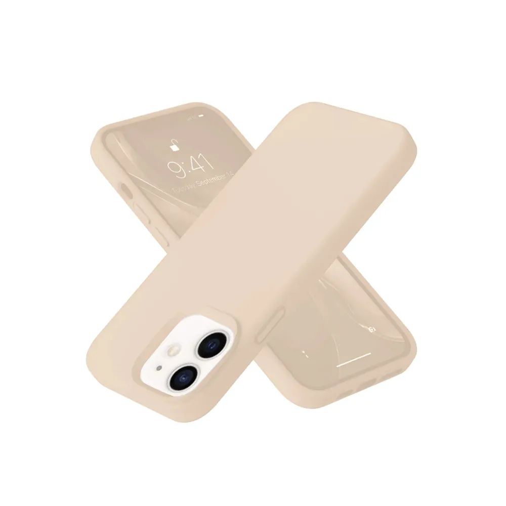 Newface Iphone 12 Kılıf Nano Içi Kadife Silikon - Pudra