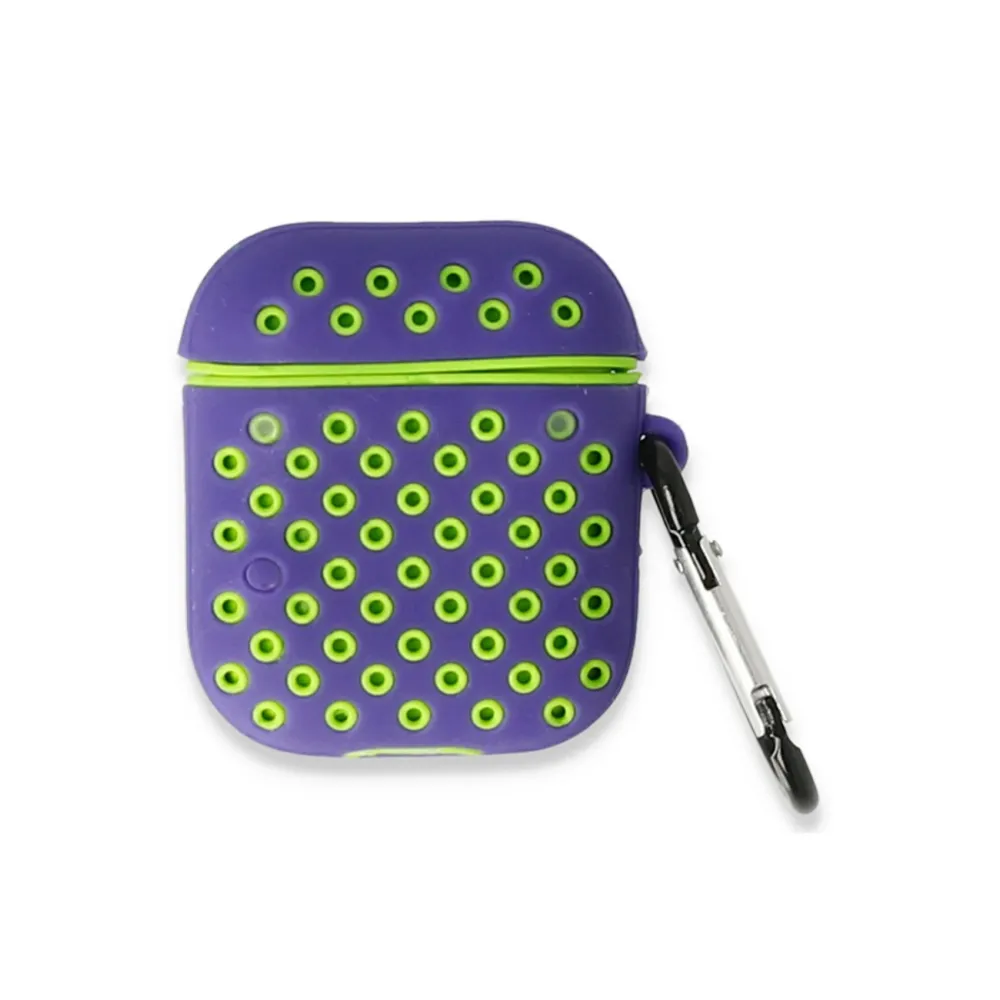 Newface Airpods 2 (2.nesil) Spor Delikli Kılıf - Lila-Yeşil