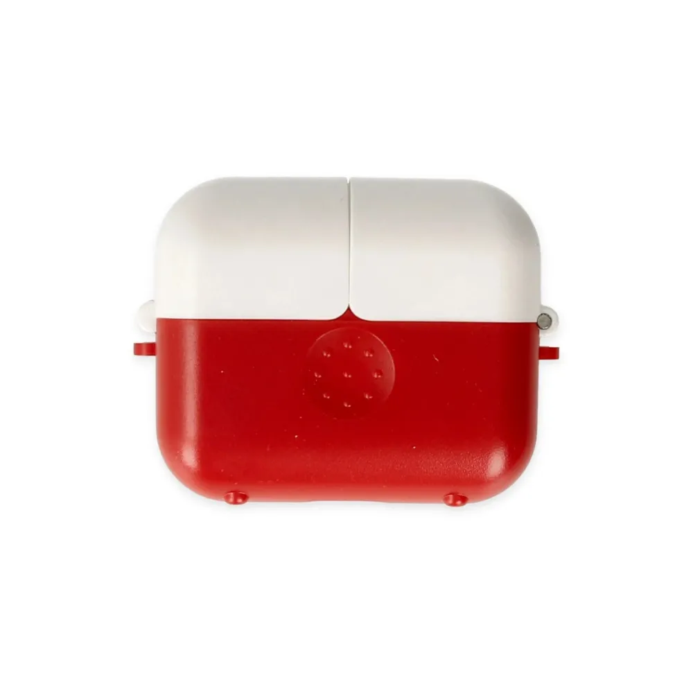 Newface Airpods 3 (3.nesil) Basmalı Kılıf - Kırmızı-Beyaz