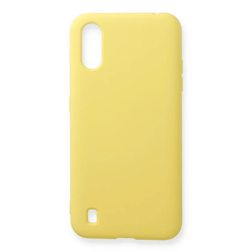 Newface Samsung Galaxy A01 Kılıf Nano Içi Kadife Silikon - Sarı