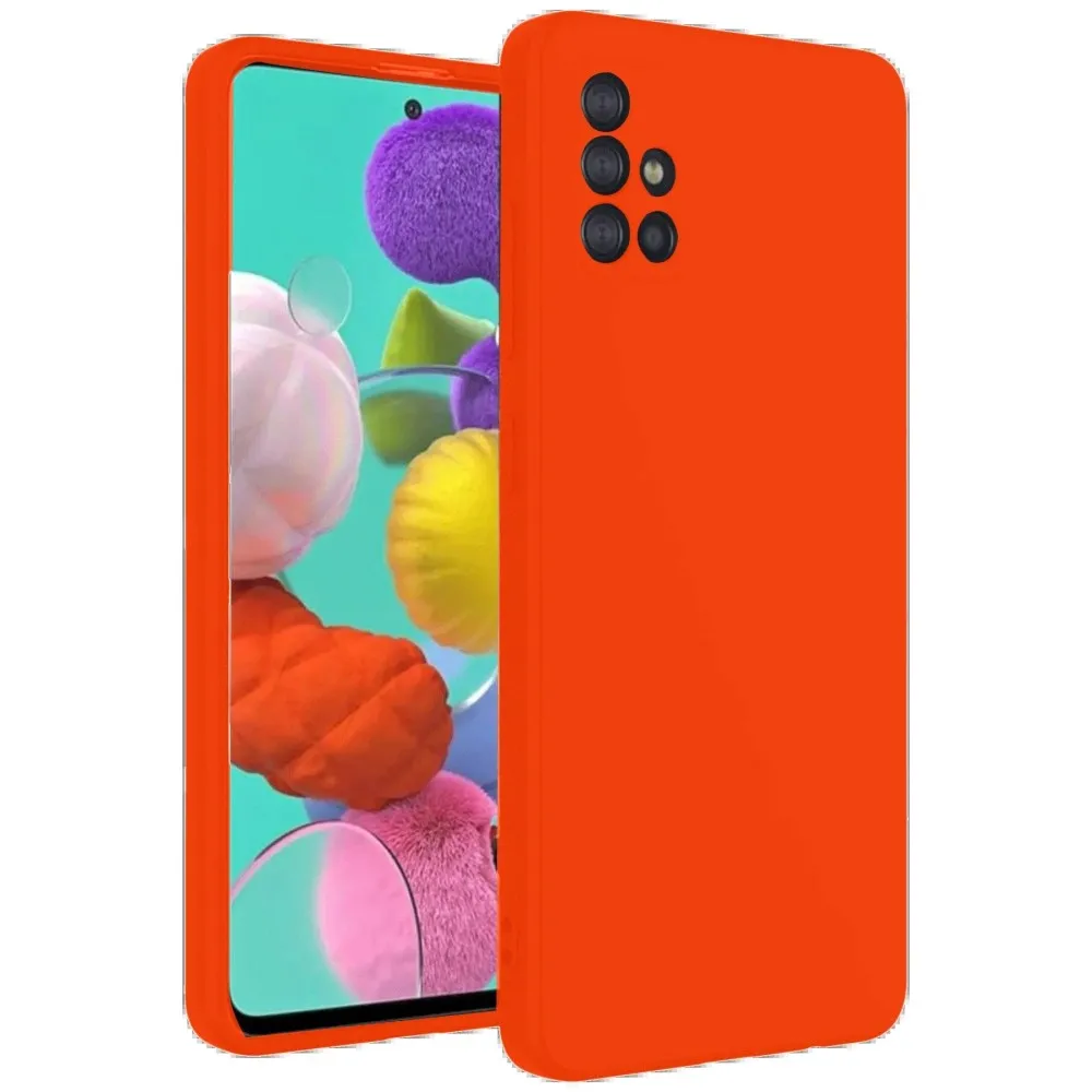 Newface Samsung Galaxy A31 Kılıf Nano Içi Kadife Silikon - Turuncu