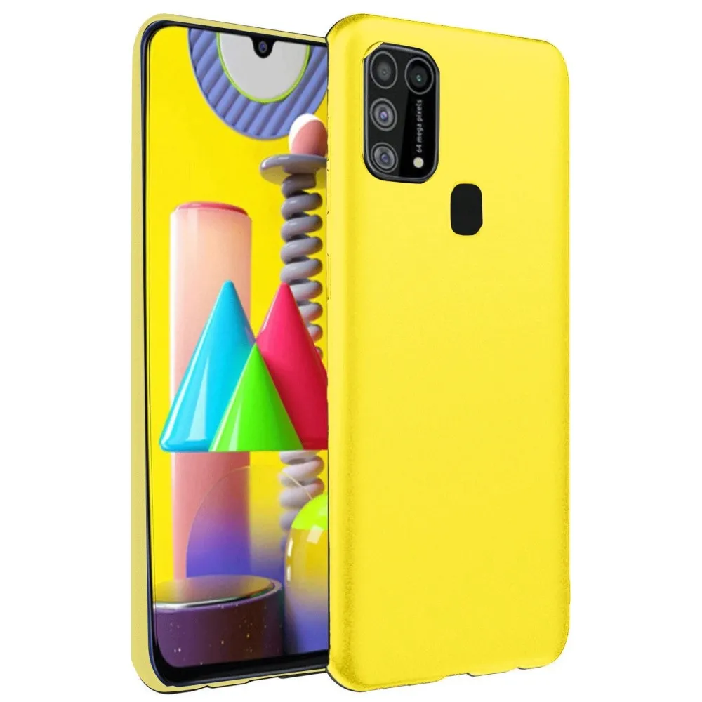 Newface Samsung Galaxy M31 Kılıf Nano Içi Kadife Silikon - Sarı