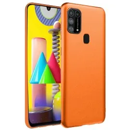 Newface Samsung Galaxy M31 Kılıf Nano içi Kadife Silikon - Koyu Turuncu