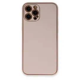 Newface Iphone 12 Pro Max Kılıf Coco Deri Silikon Kapak - Pudra