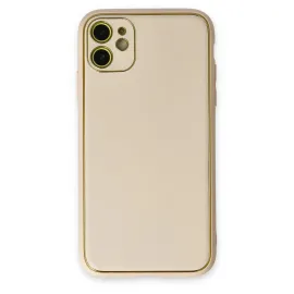 Newface Iphone 12 Kılıf Coco Deri Silikon Kapak - Gold
