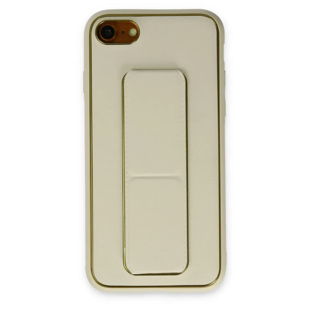 Newface Iphone 7 Kılıf Coco Deri Standlı Kapak - Beyaz