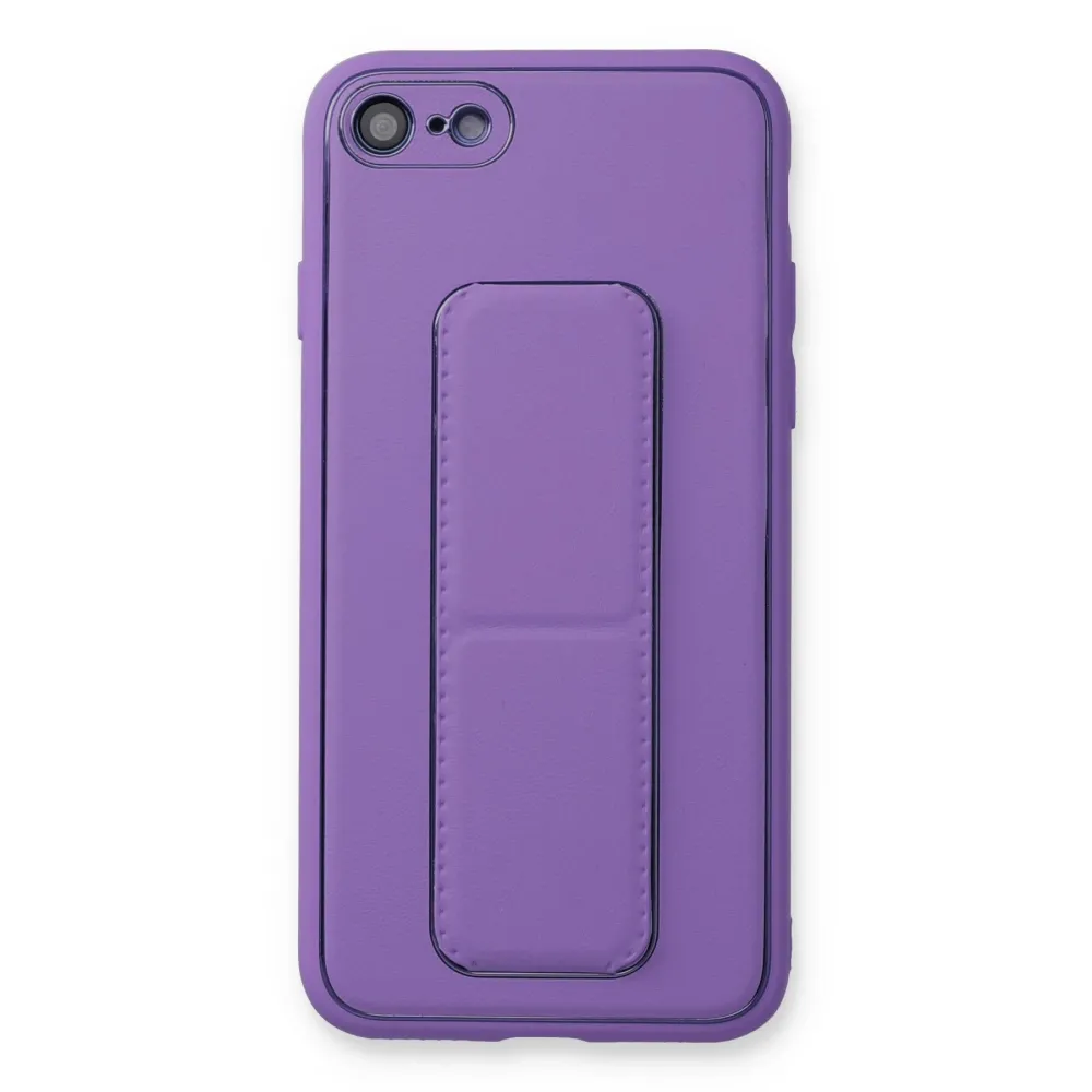 Newface Iphone 7 Kılıf Coco Deri Standlı Kapak - Koyu Lila