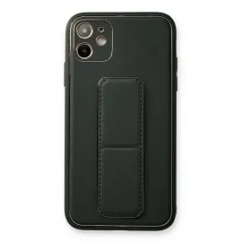 Newface Iphone 12 Kılıf Coco Deri Standlı Kapak - Füme