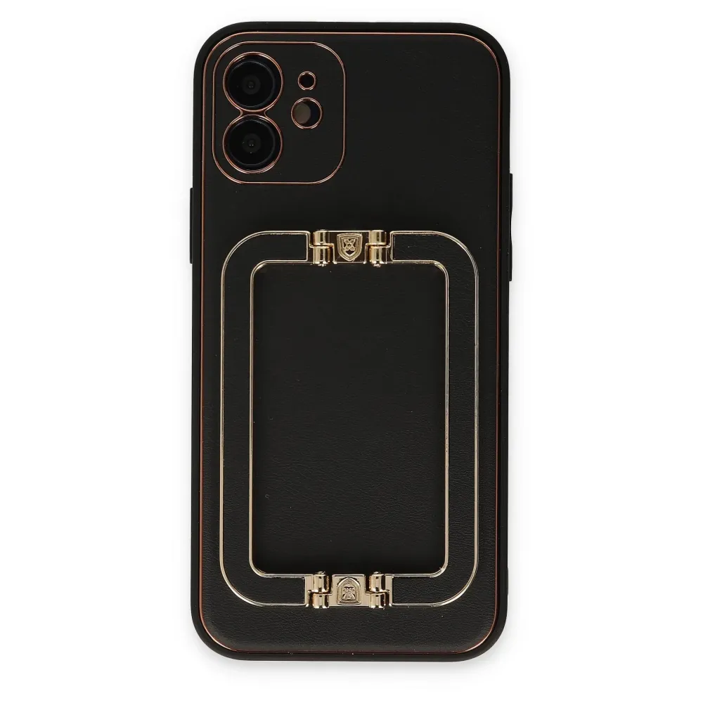 Newface Iphone 12 Kılıf Coco Elit Kapak - Siyah