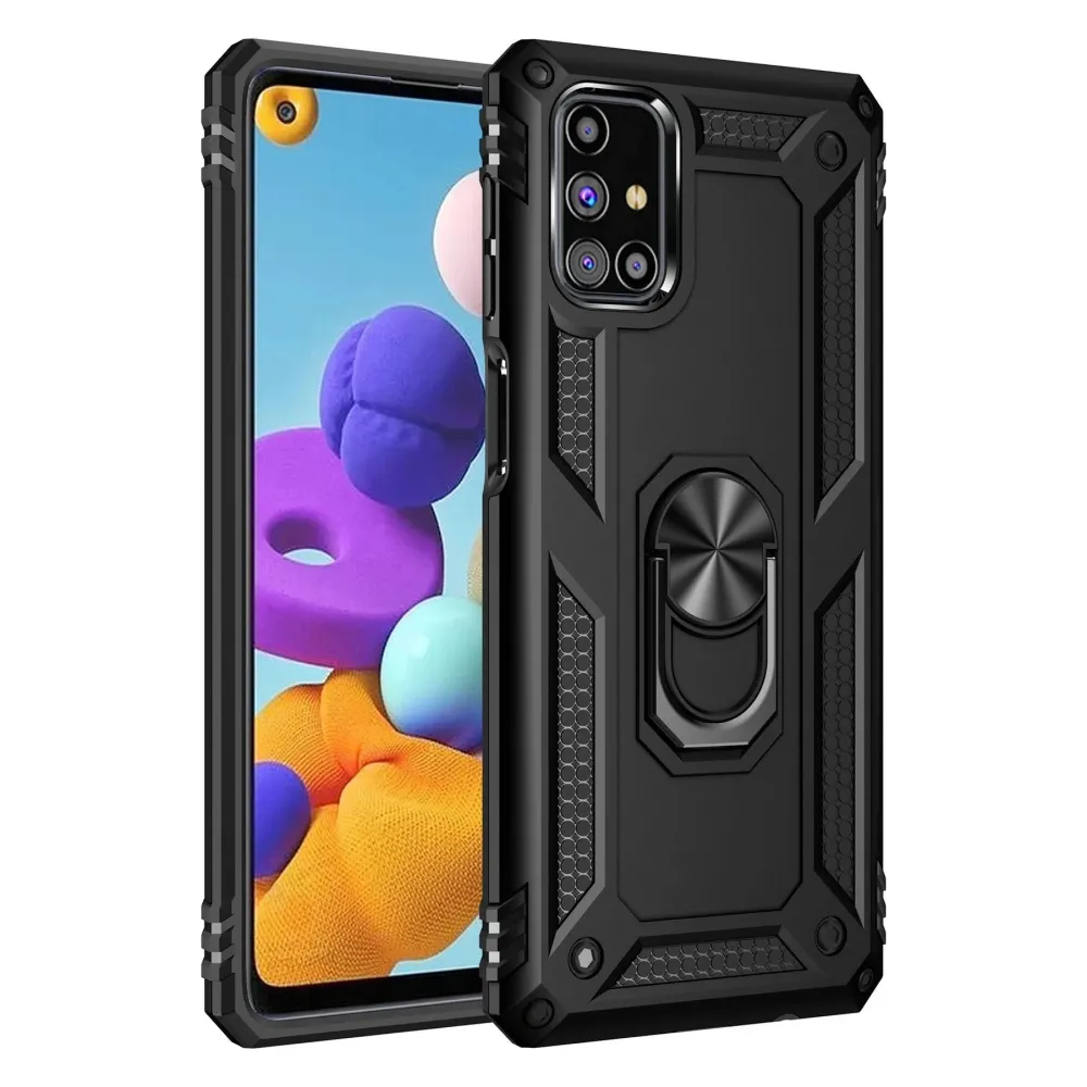 Newface Samsung Galaxy M51 Kılıf Sofya Yüzüklü Silikon Kapak - Siyah