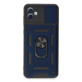 Newface Samsung Galaxy A04E Kılıf Pars Lens Yüzüklü Silikon - Lacivert