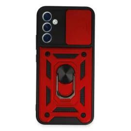 Newface Samsung Galaxy A34 5G Kılıf Pars Lens Yüzüklü Silikon - Kırmızı