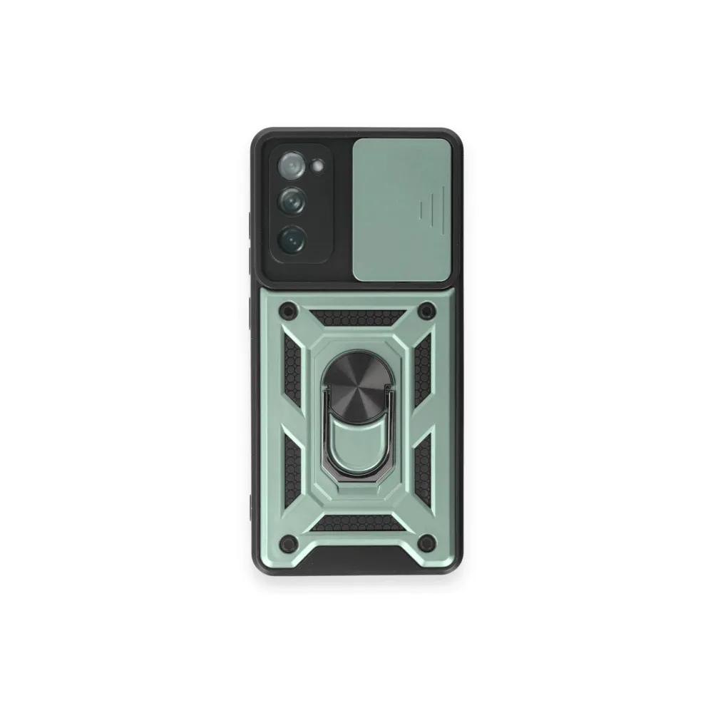 Newface Samsung Galaxy S20 Fe Kılıf Pars Lens Yüzüklü Silikon - Yeşil