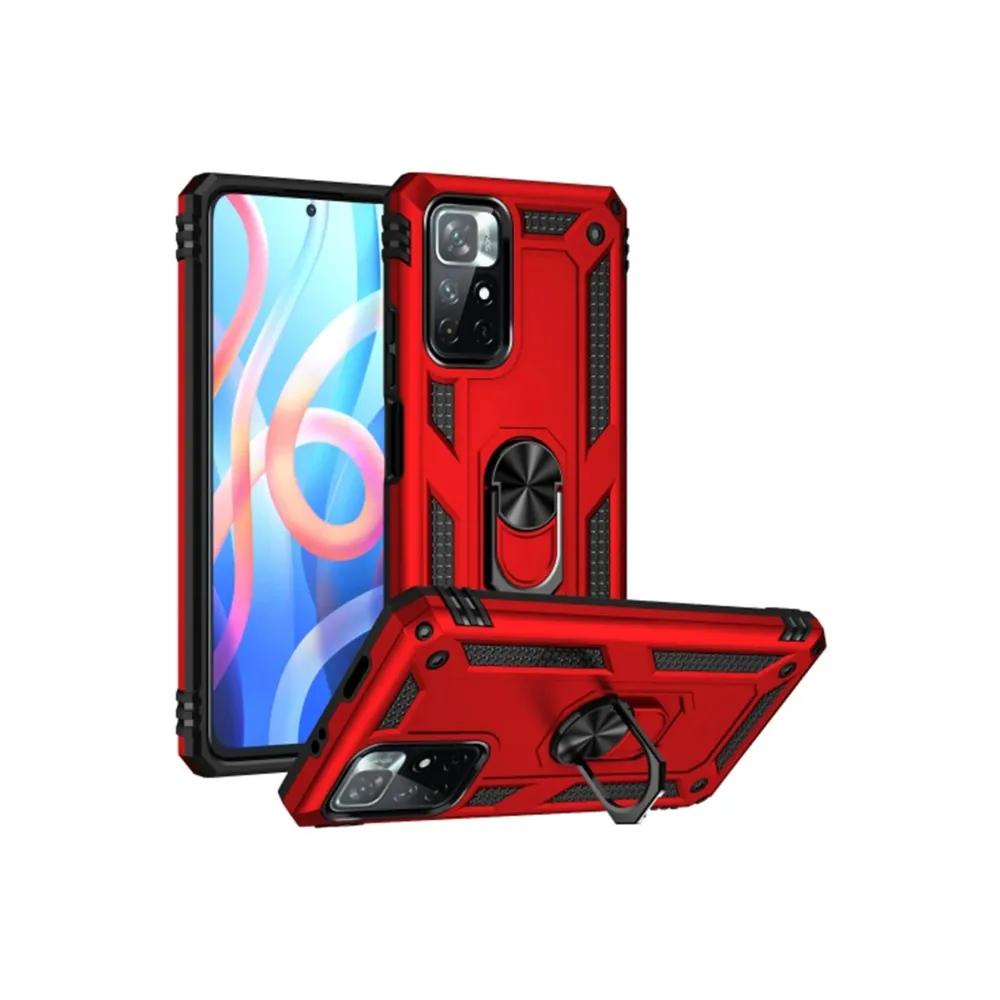 Newface Xiaomi Redmi Note 11T Kılıf Sofya Yüzüklü Silikon Kapak - Kırmızı