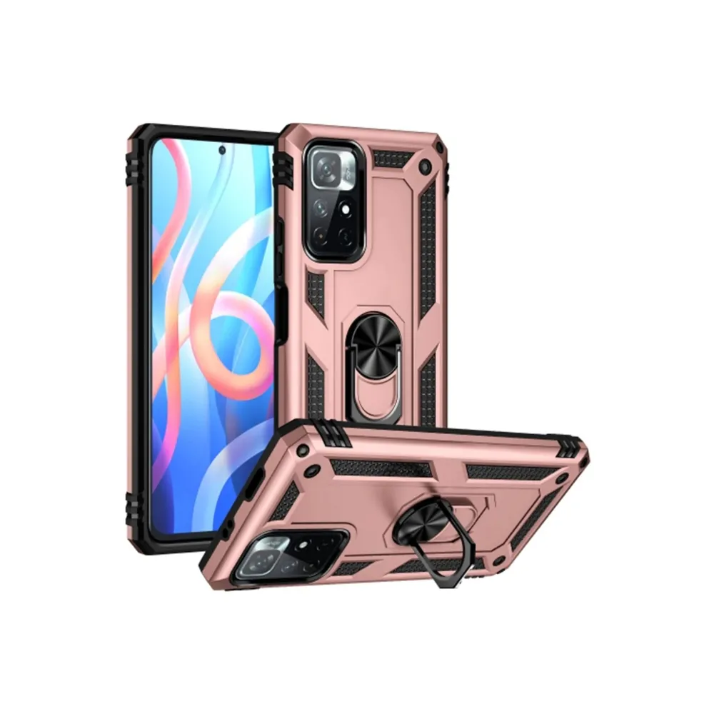 Newface Xiaomi Redmi Note 11T Kılıf Sofya Yüzüklü Silikon Kapak - Rose