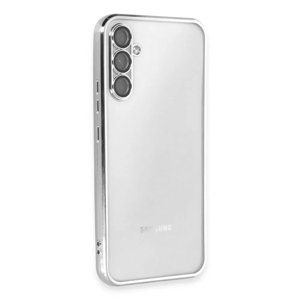 Newface Samsung Galaxy A54 5G Kılıf Razer Lensli Silikon - Gümüş