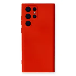 Newface Samsung Galaxy S22 Ultra Kılıf Nano Içi Kadife Silikon - Kırmızı