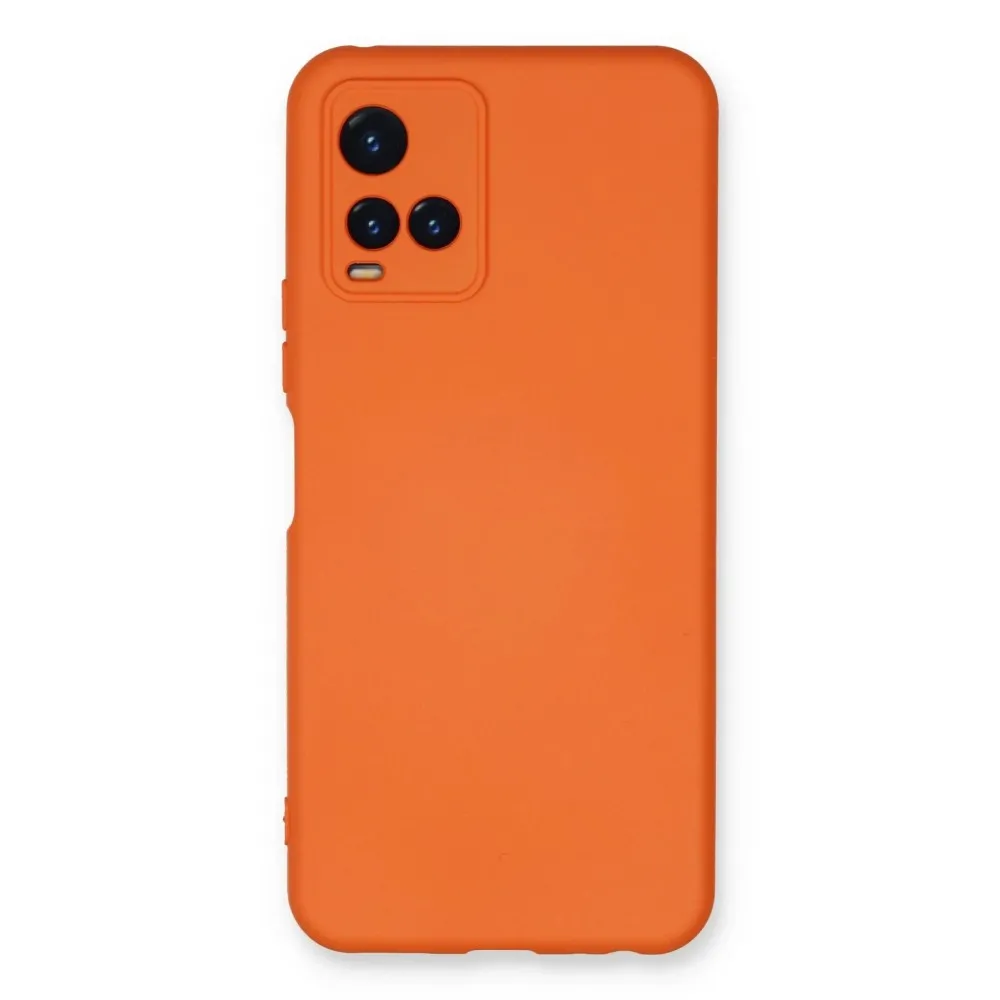 Newface Vivo Y21S Kılıf Nano içi Kadife Silikon - Turuncu