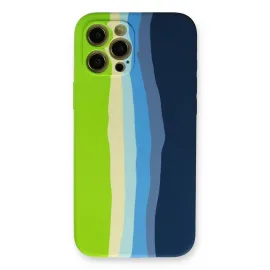 Newface Iphone 12 Pro Max Kılıf Ebruli Lansman Silikon - Yeşil-Koyu Yeşil