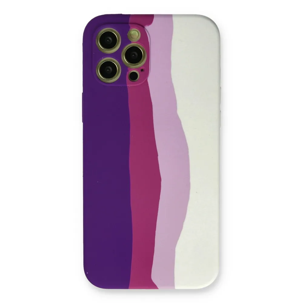 Newface Iphone 12 Pro Max Kılıf Ebruli Lansman Silikon - Mor-Beyaz