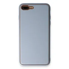 Newface iPhone 7 Plus Kılıf Coco Deri Silikon Kapak - Açık Mavi