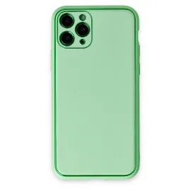 Newface Iphone 11 Pro Kılıf Coco Deri Silikon Kapak - Açık Yeşil