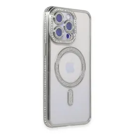 Newface Iphone 14 Pro Kılıf Joke Simli Magneticsafe Kılıf - Gümüş