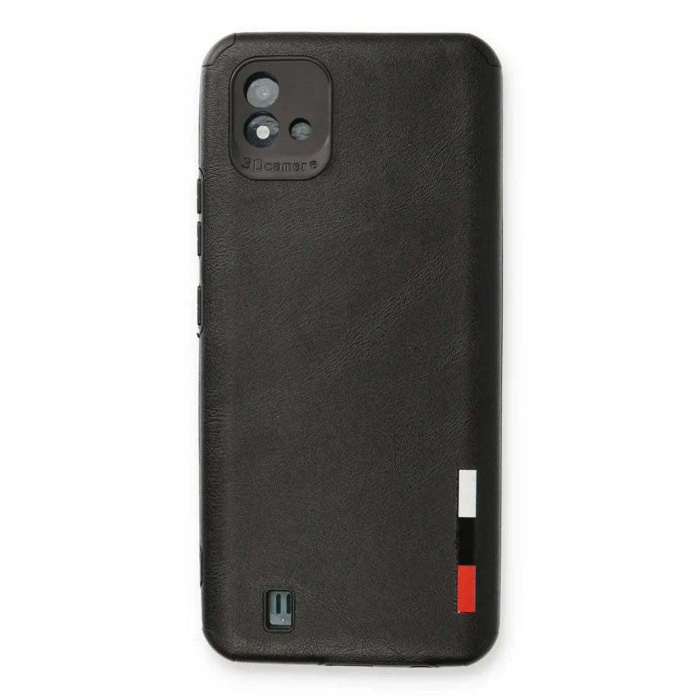 Newface Realme C11 2021 Kılıf Loop Deri Silikon - Siyah