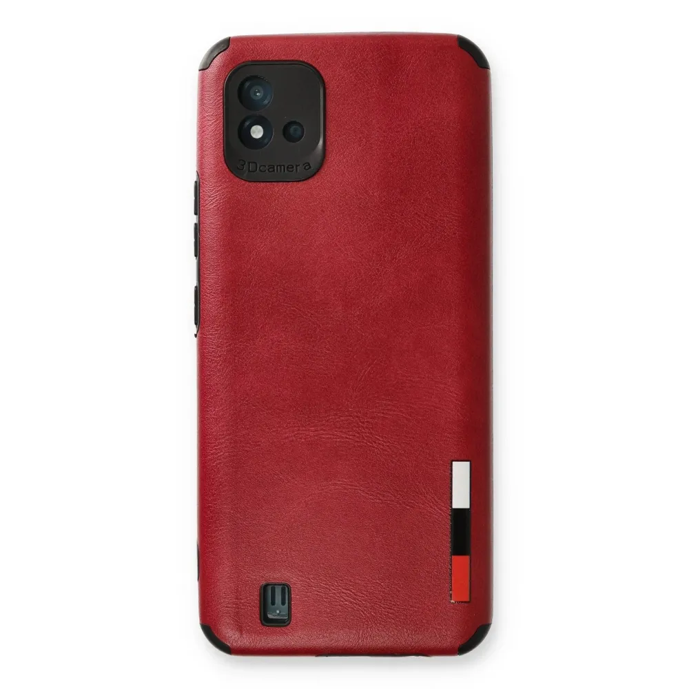 Newface Realme C11 2021 Kılıf Loop Deri Silikon - Kırmızı