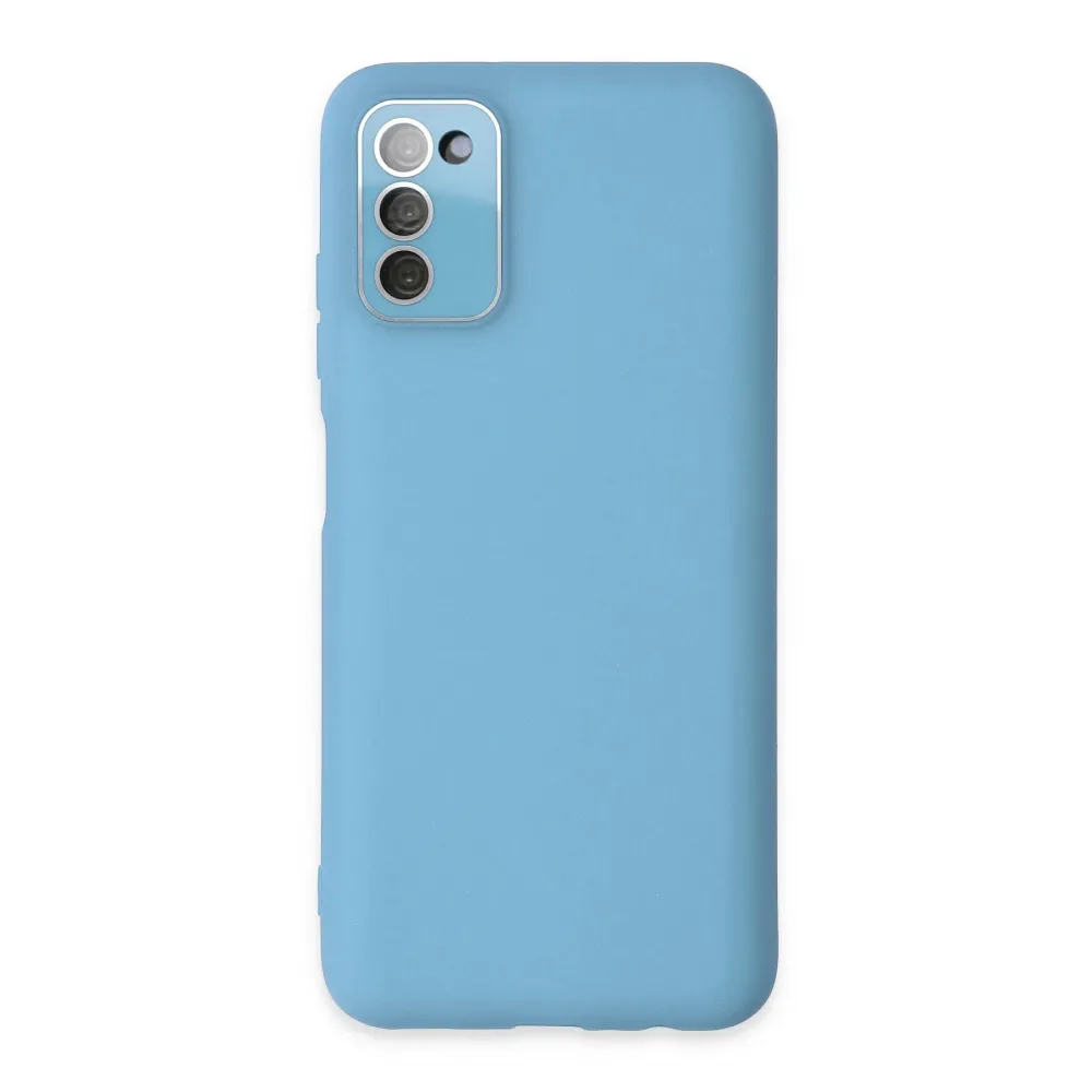 Newface Samsung Galaxy A03S Kılıf Lansman Glass Kapak - Mavi