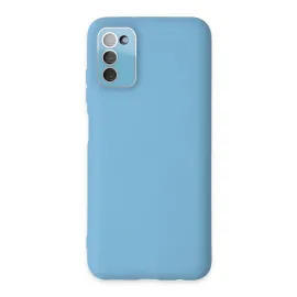 Newface Samsung Galaxy A03S Kılıf Lansman Glass Kapak - Mavi