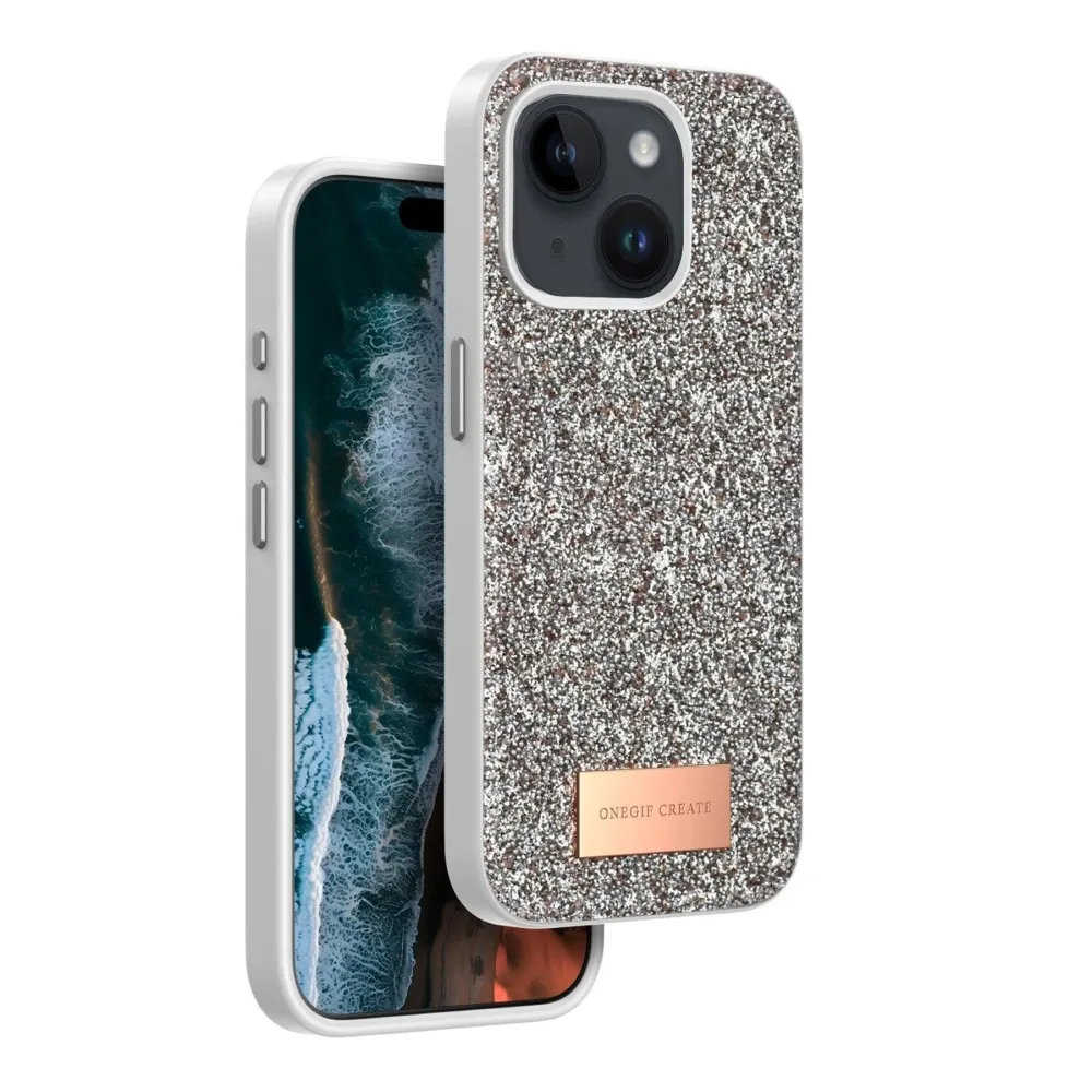 Onegif iPhone 15 Bright Simli Kapak - Gold