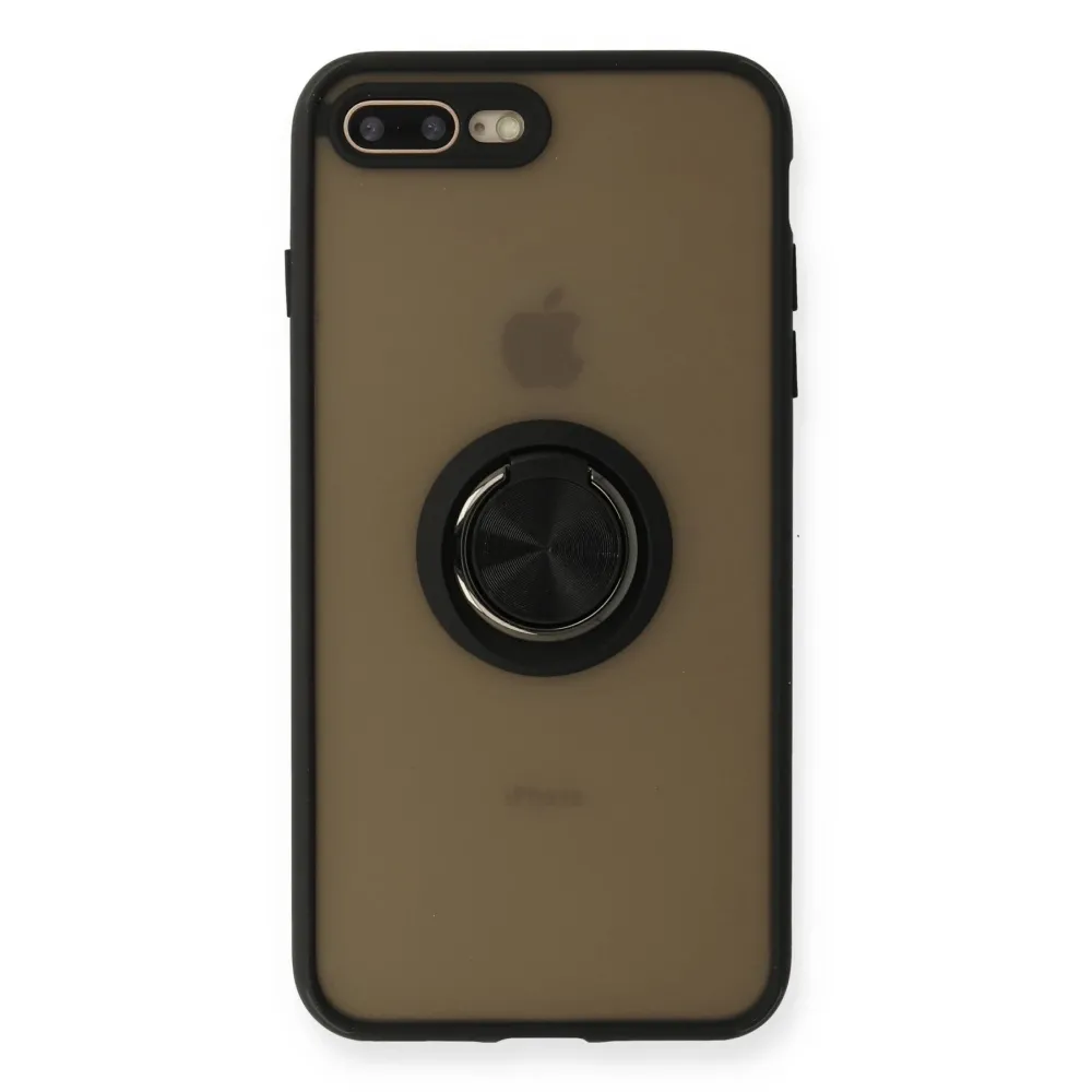 Newface Iphone 7 Plus Kılıf Montreal Yüzüklü Silikon Kapak - Siyah