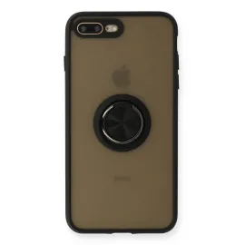 Newface Iphone 7 Plus Kılıf Montreal Yüzüklü Silikon Kapak - Siyah