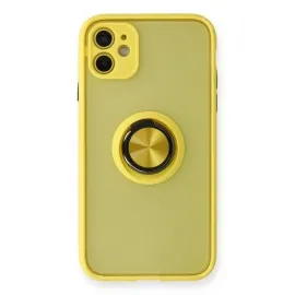 Newface Iphone 11 Kılıf Montreal Yüzüklü Silikon Kapak - Sarı