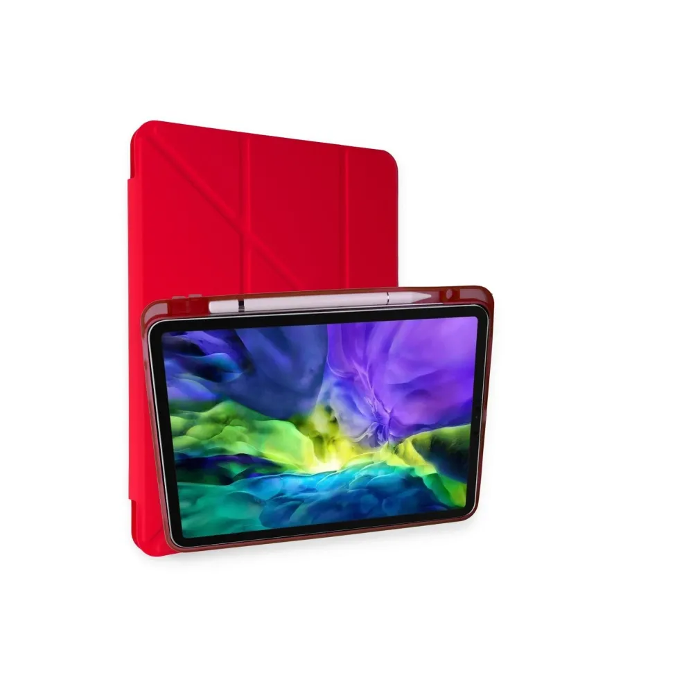 Newface iPad Pro 11 (2018) Kılıf Kalemlikli Mars Tablet Kılıfı - Kırmızı