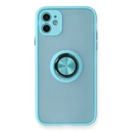 Newface iPhone 11 Kılıf Montreal Yüzüklü Silikon Kapak - Buz Mavi