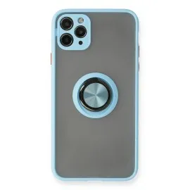 Newface Iphone 11 Pro Max Kılıf Montreal Yüzüklü Silikon Kapak - Buz Mavi